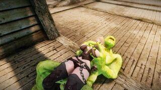 Big Breasts Elf Oak Defeat by Ugly Cosplay Orc Seeding Sex 3D Hentai NSFW Part 1