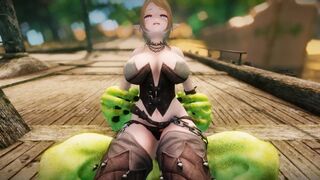 Big Breasts Elf Oak Defeat by Ugly Cosplay Orc Seeding Sex 3D Hentai NSFW Part 1