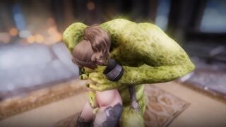 Big Breasts Elf Oak Defeat by Ugly Cosplay Orc Seeding Sex 3D Hentai NSFW Part 9
