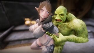 Big Breasts Elf Mama Oak Defeat by Ugly Cosplay Orc Seeding Sex 3D Hentai NSFW Part 8