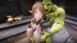 Big Breasts Elf Mama Oak Defeat by Ugly Cosplay Orc Seeding Sex 3D Hentai NSFW Part 8