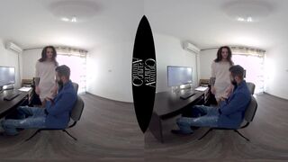 Virtual Reality Sex Day At The Office; Amateur Brunette 3D Porn