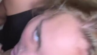 Blonde teen perfect blowjob with cumshot