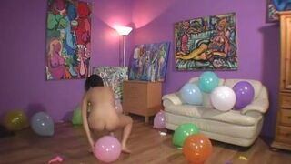 Teen pops balloons nude