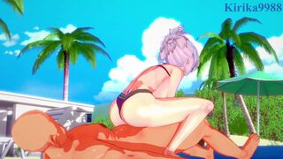 Matsuri Kazamaki and an old man have intense sex on the beach. - Ayakashi Triangle Hentai