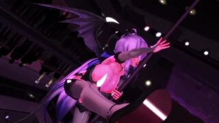 【MMD】Pole dance with huge breasts succubus【R-18】