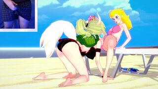 bowsette scissors and licks princess peach's pussy