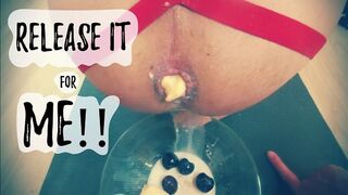 Extreme femdom milk enema release and banana smashing handjob