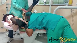 The services of the dentist and his assistant give a beautiful smile to the young and eager patient