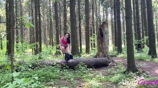 Sexy brunette undresses in the park and then walks completely naked and masturbates - Annygrace