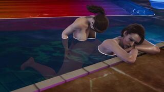Lesbian/futa Claire Redfield x Jill Valentine Perfect body at the pool party