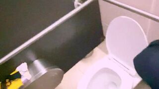Beautiful girl has sex in the airport bathroom with a stranger We fucked hard and I suck his rich cock after he puts it in me (security almost discovered us)