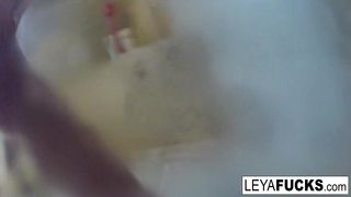 Hot big titty blonde takes a shower