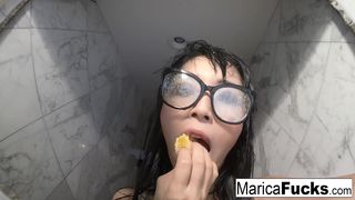 Marica Hase in sexy lingerie masturbates in the mirror