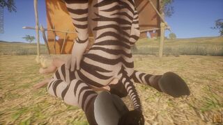 Safari Park with Horny Zebra Furry Girl
