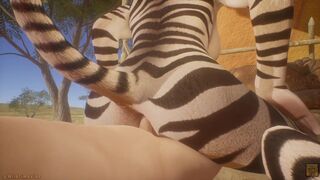 Safari Park with Horny Zebra Furry Girl
