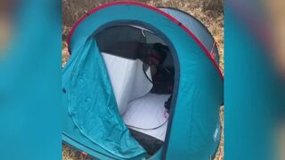 Teen Brunette with Big Ass Caught and Fucked in an Open Tent while Camping - Just Mia