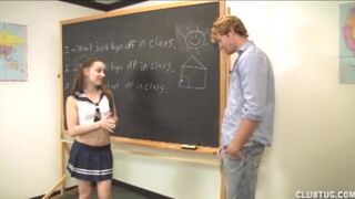 Cute Schoolgirl Jerks Off Her Teacher