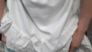 Crossdresser Wearing a Maid Dress and Cumming with a Dildo and Wet Diaper メイド 男の娘 洋服 偽娘 おむつ