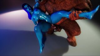 Monster Huge cock of this Minotaur perfectly stretches the pussy of this Blue skinned babe