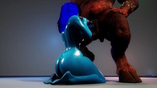 Monster Huge cock of this Minotaur perfectly stretches the pussy of this Blue skinned babe