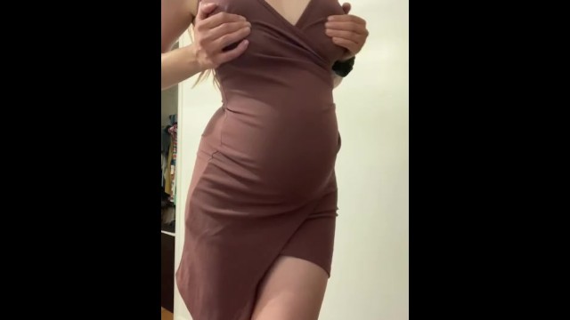 Pregnant Tight Clothes Porn - Pregnant Babe In Skin Tight Dress: Striptease - FAPCAT