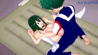 Tsuyu Asui and Izuku Midoriya have intense sex in a warehouse. - My Hero Academia Hentai