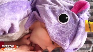 Babe Blowjob and Hard Pussy Fuck in the Morning POV - Facial in the Kigurumi