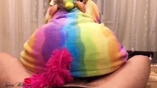 Sexy Blonde in the Kigurumi Sensual Handjob and Cowgirl on Huge Cock StepBrother POV