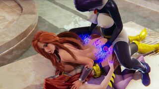 Starfire FUTA DP Squirting with Raven + Batgirl - Titans Big Tits 3D Hentai