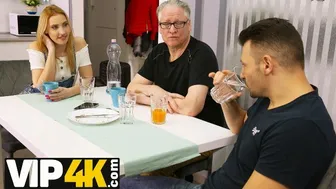 Daddy4k porn video – Daddy 4K - Excited Blonde Sneaks Into Kitchen And Seduces BFs Old Dad