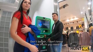 Smart hunter gives fellow bitcoins and also fucks his pretty wife