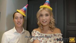 Bimbo blonde has anal sex with stranger while her man watches this