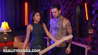 Tiny Brunette Ember Snow knows how to Play with a Cock better than a Guitar