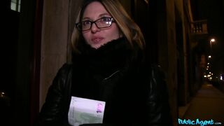 French Babe in Glasses Fucked on a Public Stairwell