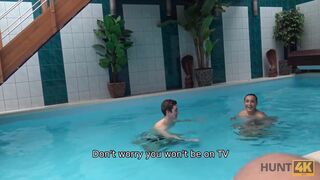 Swimming pool is a nice place for guy to fuck boys GF for cash
