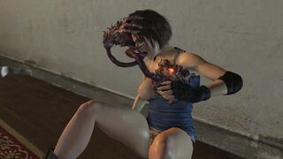 Jill getting fucked by Resident Evil creatures Hardcore 3D Animation