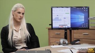 Hot blonde girl becomes a slut to get money for e-shop