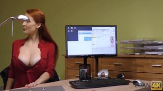 Incredible redhead gladly sucks and rides dick to get money