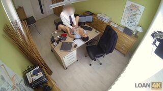Crazy sex on the desk in office for necessary money