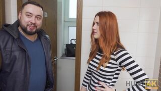 Hunt 4K - For cash cuck permits hunter to fuck red-haired GF in restroom