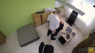 Loan agent offers sexy customer credit for hard banging