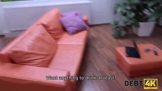 Czech lovely delays paying rent thanks to sex on the orange couch
