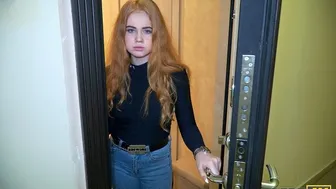 Debt 4K - Lucky guy can use redhead as a whore because she has debts