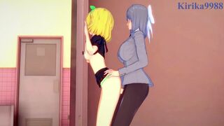 Ryona and Yumi have intense futanari sex in the restroom. - Senran Kagura Hentai