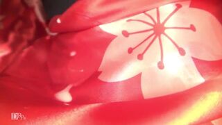 Red yukata dyed white with breast milk 2