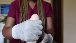 ASMR Jamaican Nurse Cleans Penis + Latex Gloves Handjob