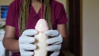 ASMR Jamaican Nurse Cleans Penis + Latex Gloves Handjob