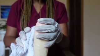 ASMR Jamaican Nurse Cleans Penis + Latex Gloves Handjob