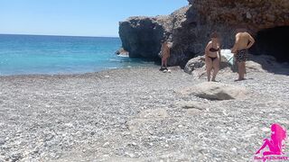 Naked on public beach, I teasing the swimmers